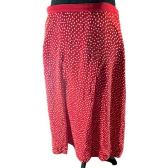 Pendleton Red & White Polka Dot Midi Skirt Size 8 Silk blend Classic Work - Picture 8 of 9